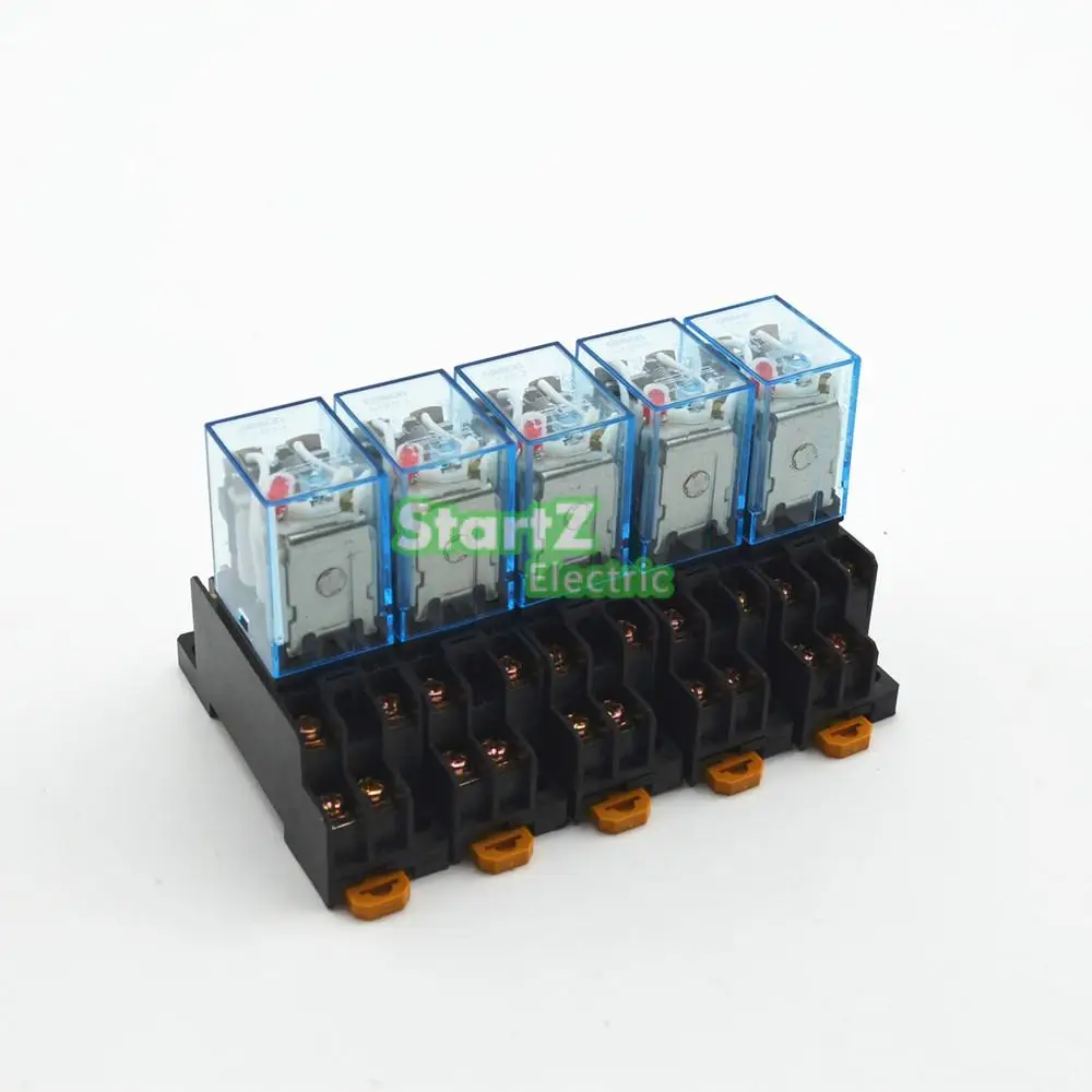 

5Pcs Relay LY2NJ 110V AC Small relay 10A 8PIN Coil DPDT With Socket Base