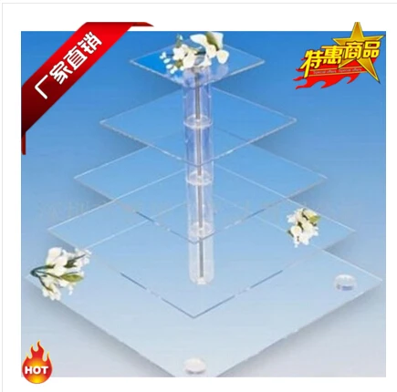 Detachable fashionable 5 tier clear acrylic cake stands