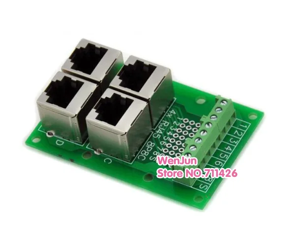 Imagem -03 - Módulo de Montagem de Trilho Din Jack 4-way Buss Breakout Board Conector do Bloco Terminal Alta Qualidade Rj45 8p8c 10 Pcs por Lote