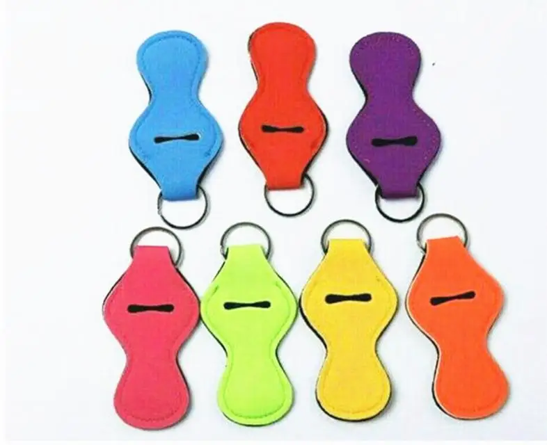 

1000pcs/lot Free Shipping hot selling monogrammed solid color neoprene keychain holder chapstick holder lipstick SN1965