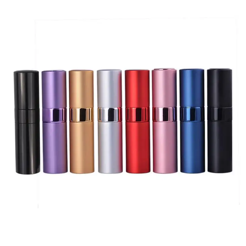 8ML 15ML Portable rotary spray bottle anodized aluminum perfume bottles essential Oils Diffusers Atomizer tube LX6820