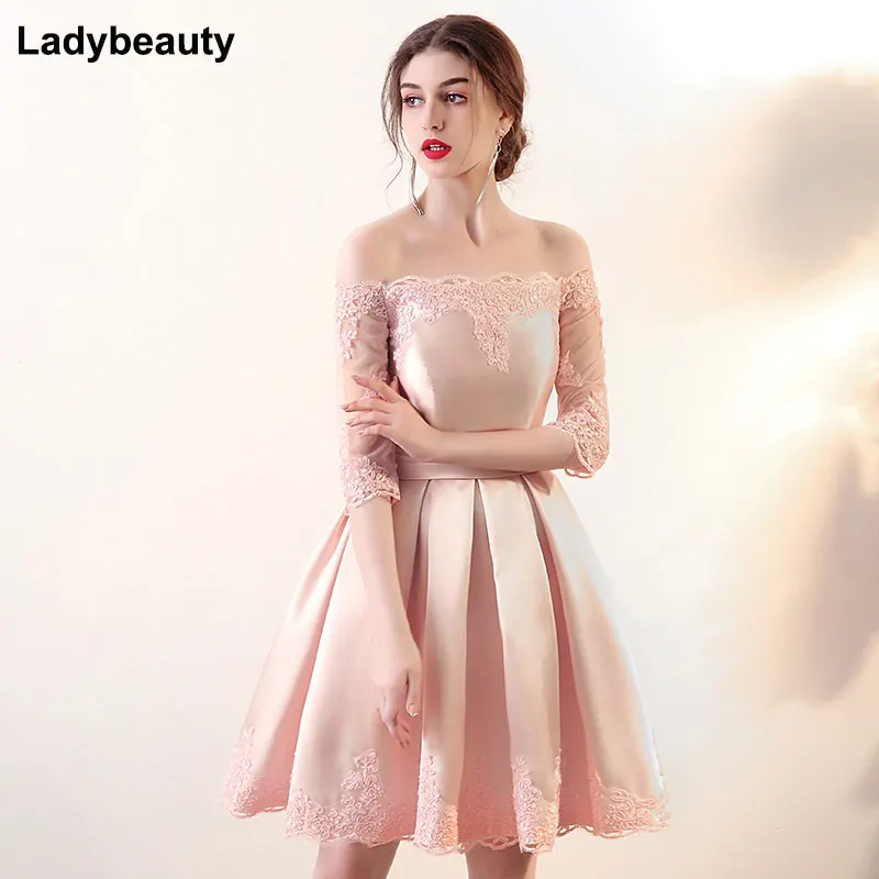 Ladybeauty 2018 新ファッションショートデザインのパーティープラスサイズ vestido デ · フェスタシャンパンカラーウエディングドレス