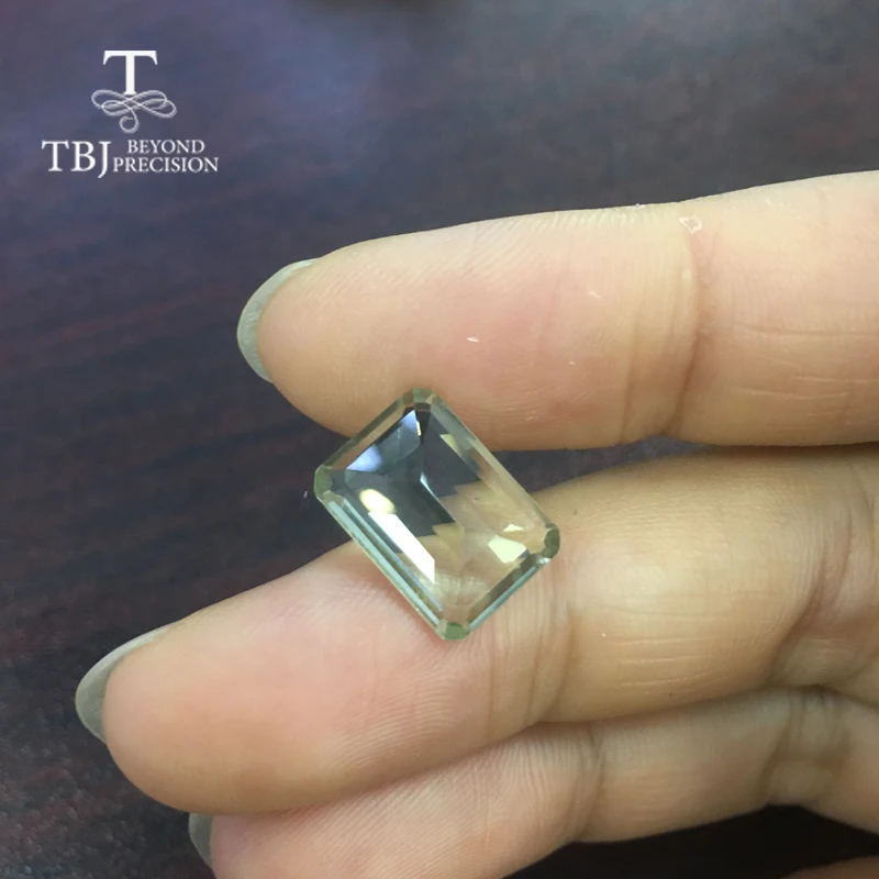 Tbj,8.2ct oct cut of Green amethyst 10*14mm for silver jewelry mounting,100% natural amethyst loose gemstones
