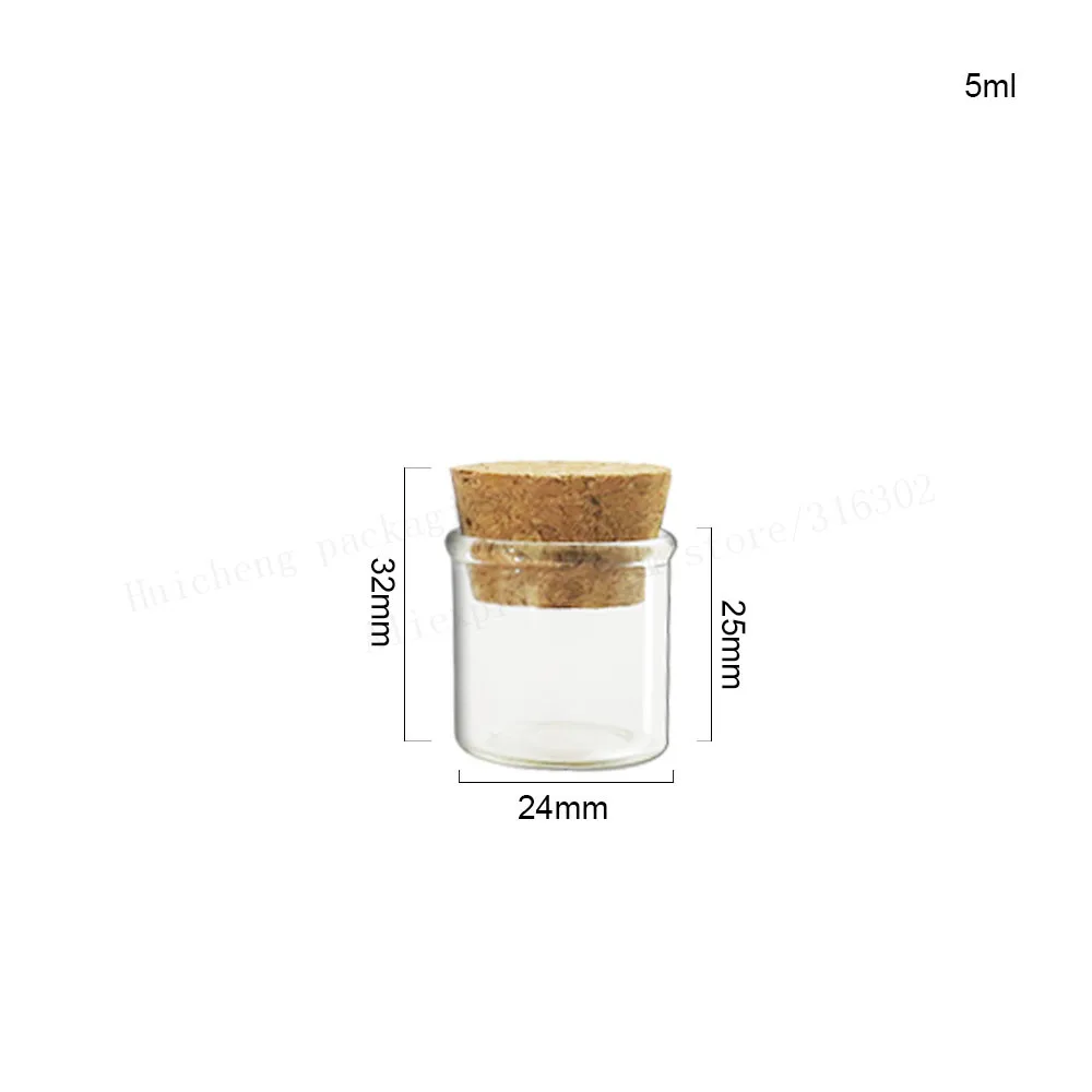 500 X 5ML 10ML 12ML 15ML 25ml Refillable Empty glass tube with wooden cork 1/2OZ glass cork vial 1/3 1/6 Glass Containers