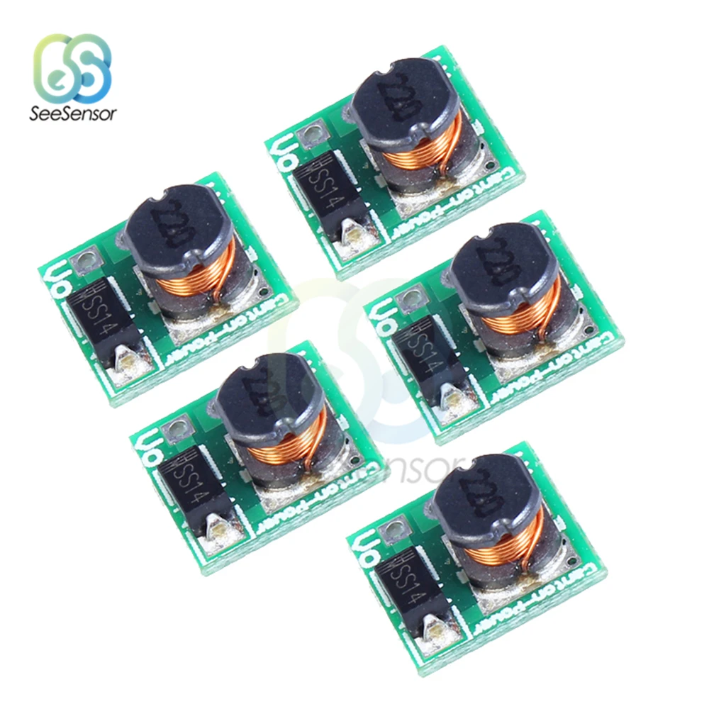 5Pcs 0.9-3V to 3.3V DC-DC Converter Board 1V 1.2V 1.5V 1.8V 2.5V 3V to DC 3.3V Step Up Boost Power Supply Module