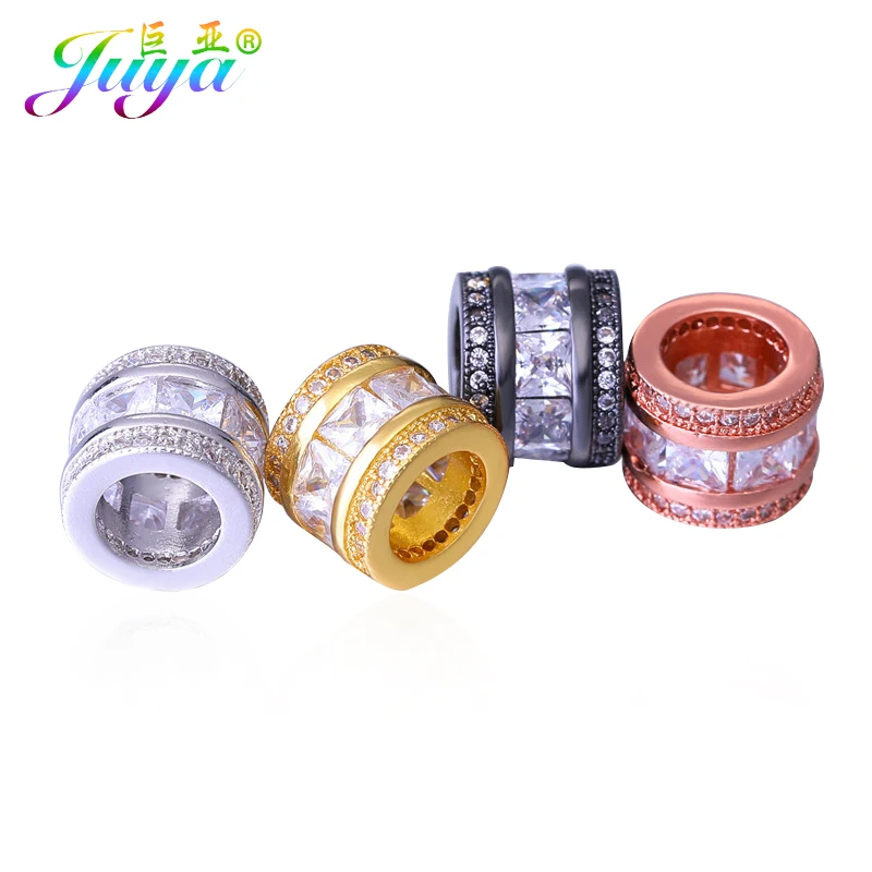 Beading Jewelry Findings Pave Zircon Big Hole Infinity Metal Charm Beads Accessories For Women Men Natural Stones Jewelry Making