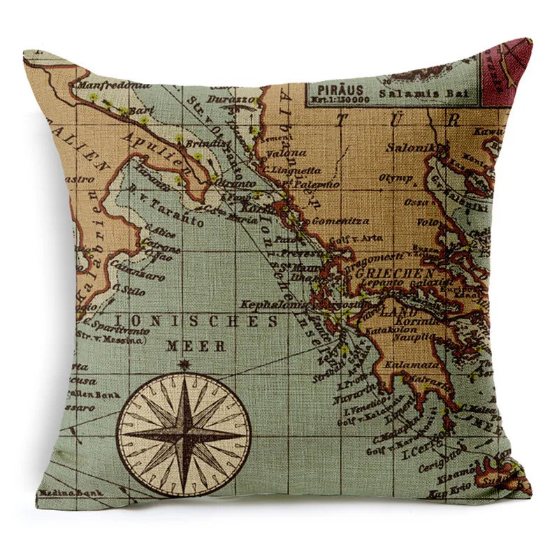 Nautical Anchor Sailor Sailing Map Cotton Cushion Sofa Piaochuang Pad Home Decoration Pillow Cover Cushion Cover