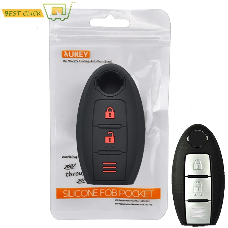 Silicone Car Key Case para Nissan, Tampa Fob remoto, 3 Botões, Qashqai Pulsar, Março, 370Z, Micra, Juke, Nota, Tiida, NV200, Folha Cube