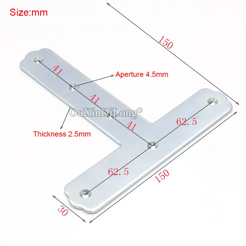 NEW 10PCS Metal Flat Corner Braces 30X150X150 Large T Shape Triangle Reinforced Connect Fittings Board Frame Furniture Brackets