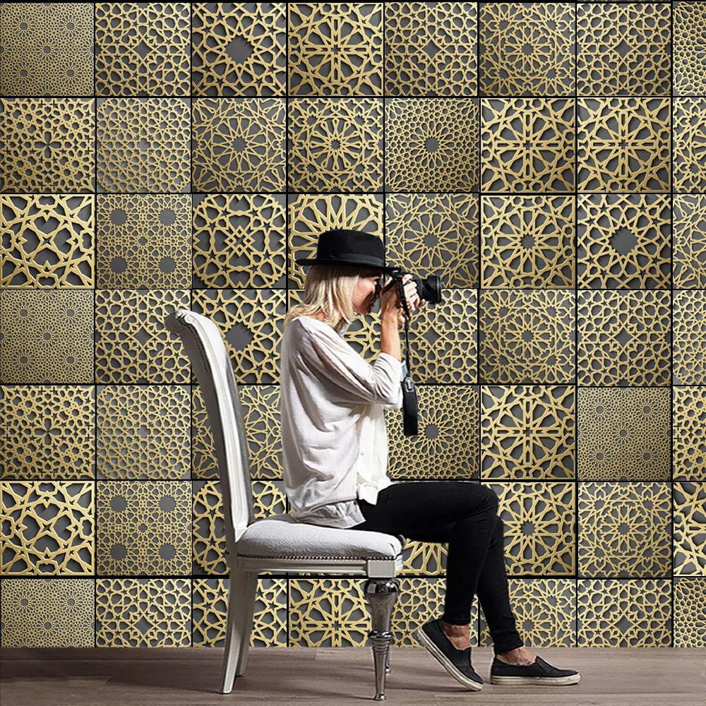 Vintage Retro estilo marroquí con cualquier azulejo pegatinas de pared para sala de estar decoración del hogar calcomanía impermeable papel tapiz Mural