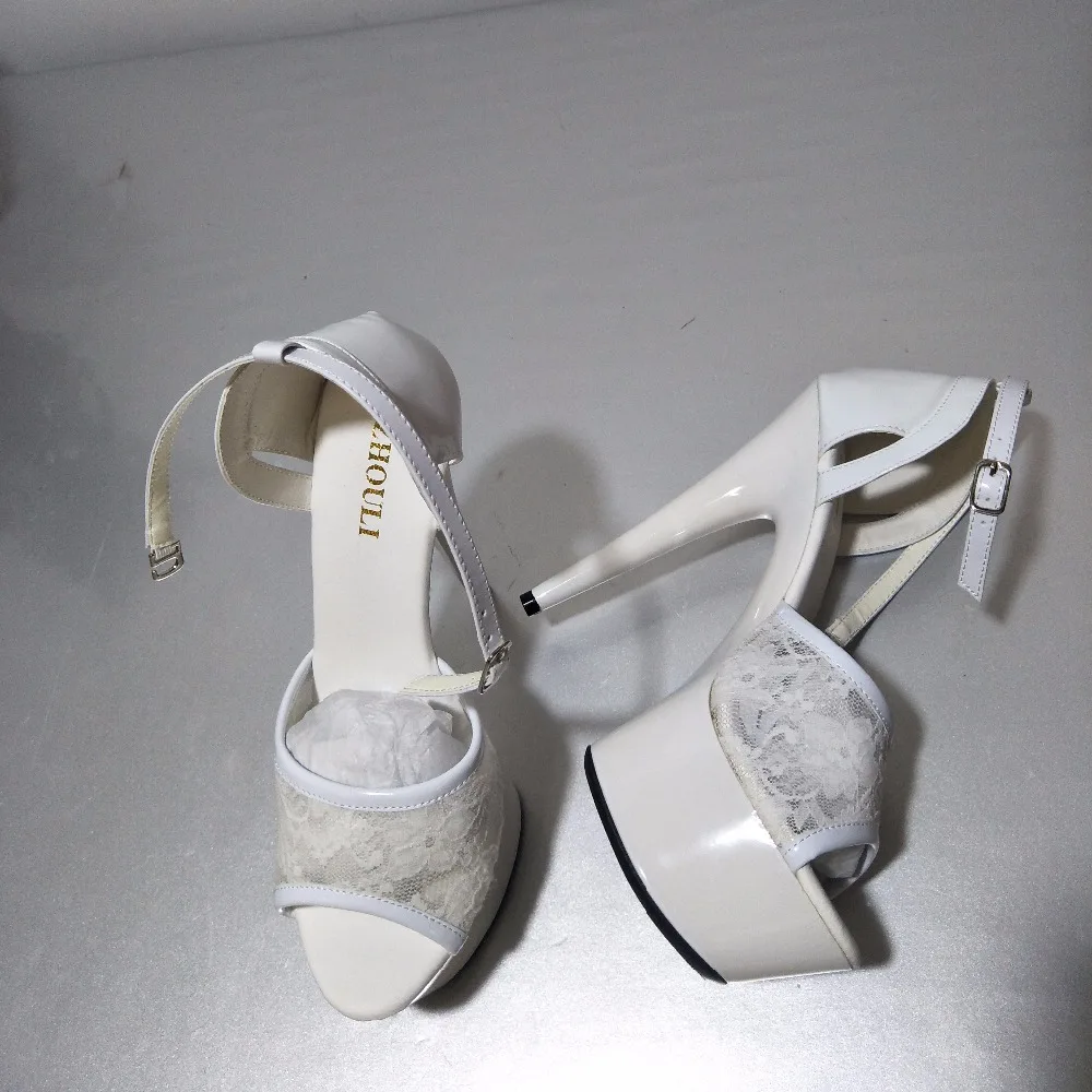 White wedding bride shoes Package with stage dress shoes fine 15 cm super high heels with waterproof sandals