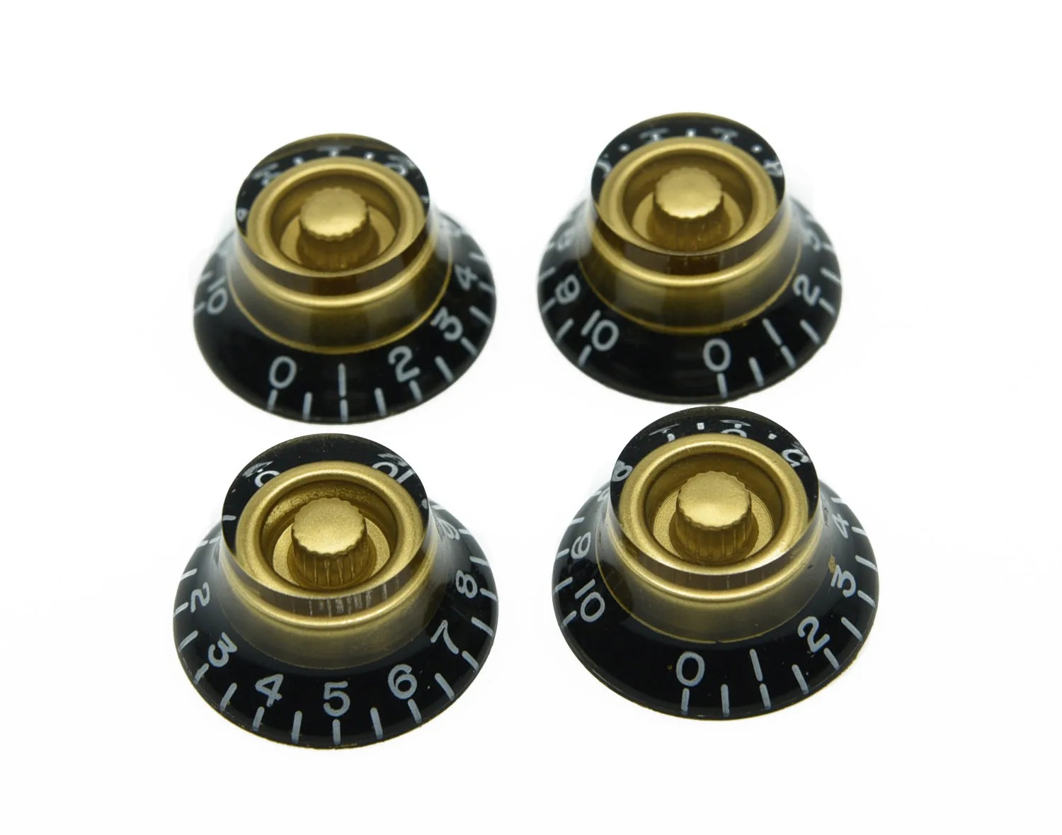 

KAISH 4x LP Custom Bell Knobs Top Hat Knob Black w/ Gold fits SG LP Guitars