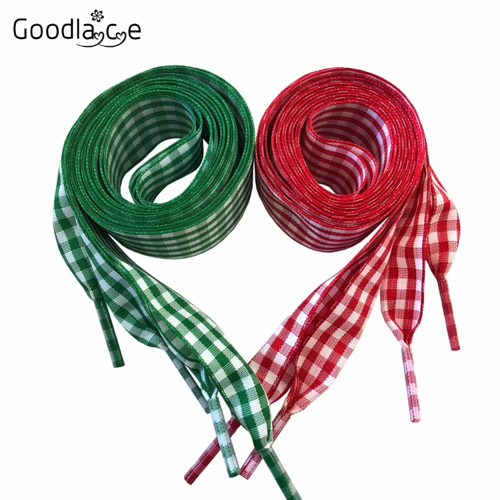 2.5cm/ 1 Inch Wide of Plaid Flat Ribbon Shoelaces Checkered  Shoe Laces British Style 120cm/47\