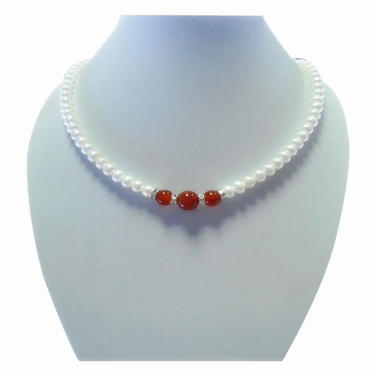 wedding Women Gift real 8-7mm full flat natural pearl stone necklace 18