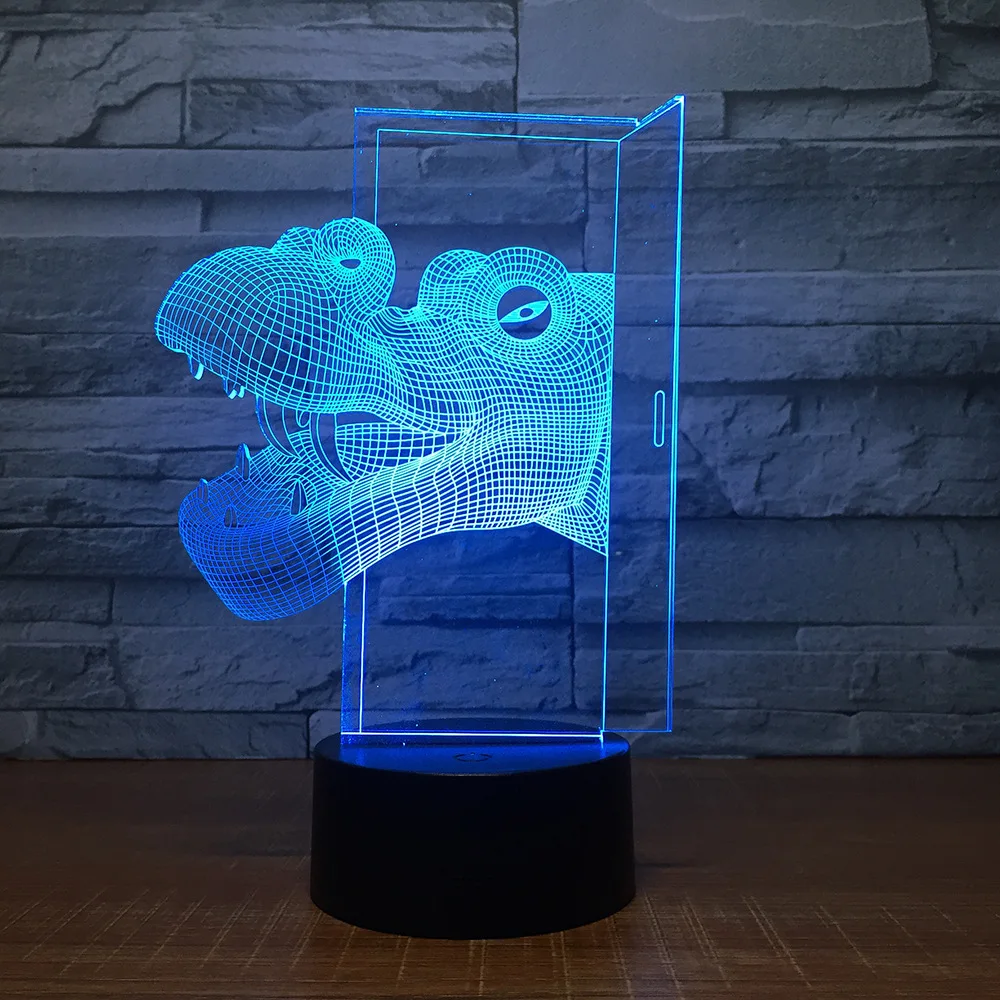 

Dinosaur Head 3d Led Night Light Remote Touch Switch Lovely 7 Color Change 3d Lamp Christmas Decorations For Baby Room Light