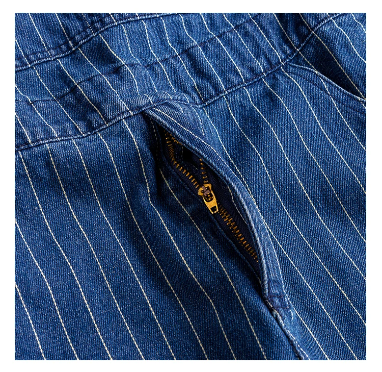Sokotoo Herren-Latzhose mit Streifenmuster, blaue Jeans-Latzhose, Latzhose, Overall, Jugend-Jeans – Detail 10