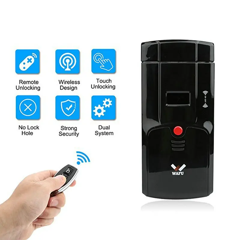 

WAFU 011A Security Keyless Smart Remote Door Locks, Wireless Invisible Anti-theft Lock with 4 Remote Keys