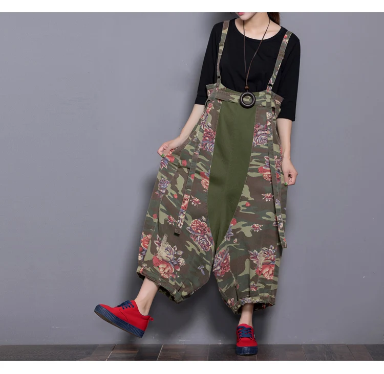 2019 female new beiginning autumn plus size wide leg casual loose denim jumpsuit