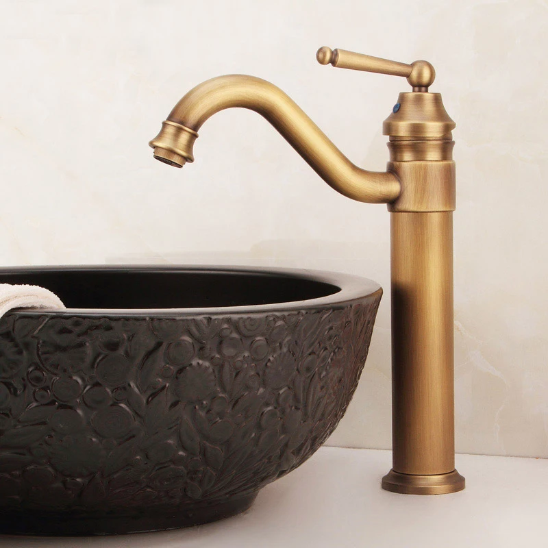 

Basin Faucets All Copper Antique Single Hole Cold And Hot Faucet Ancient Bronze Antique Bathroom Sink Faucets Mixer Taps