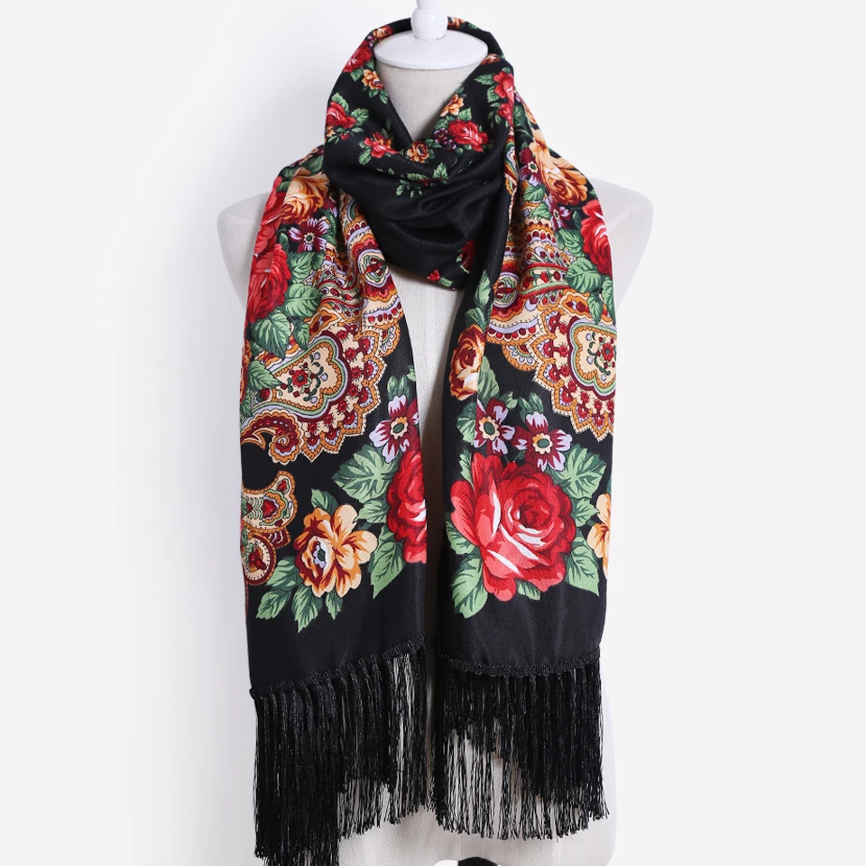 

2022 New Designer Brand High Quality Female Printing Long Tassel Winter Wrapped Scarf Warm Whawl For Women