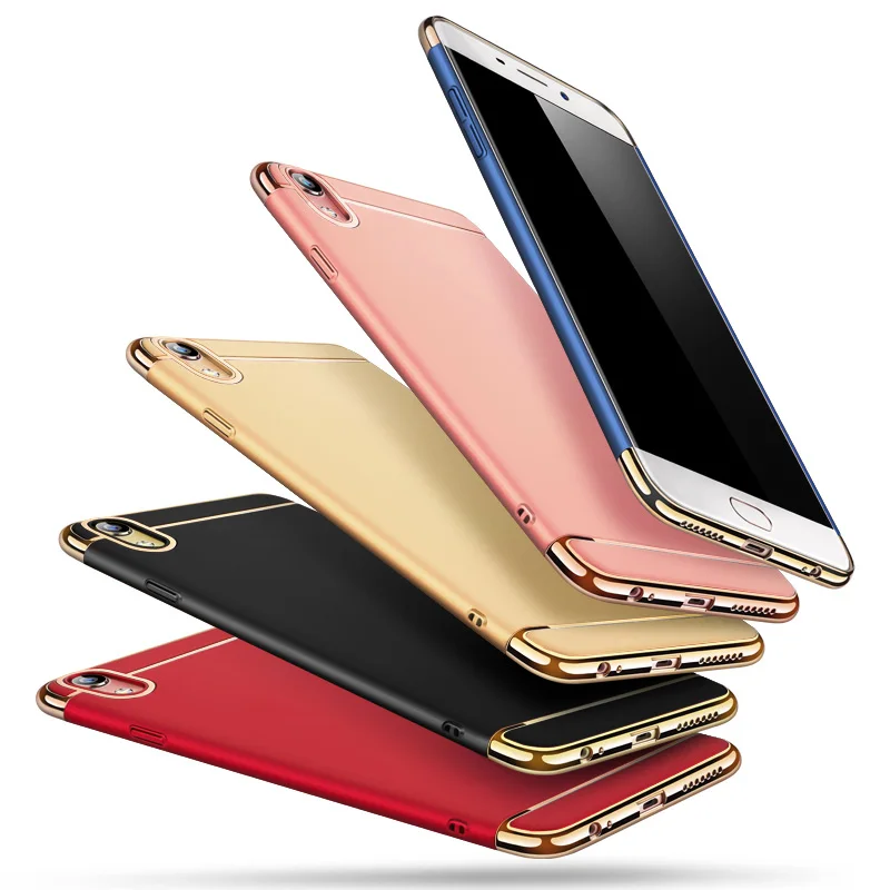 For A37 A57/A39 A59 A71 A73 A75 A79 A83/A1 A3 Case Phone Back Cover For Oppo f1s A77 F3 Gold Plating 3 in 1 PC Hard Protect Case