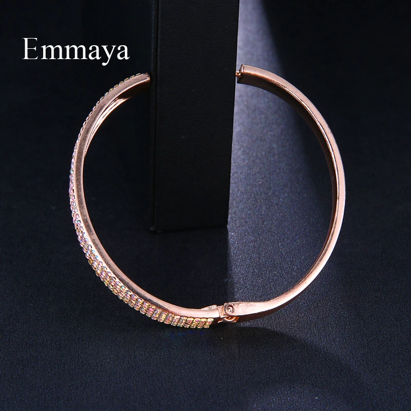 Emmaya New Arrival CZ Zircon Stone Rose Gold color Gun Black Bangle Fashion Women Bracelet Jewelry Wedding Party