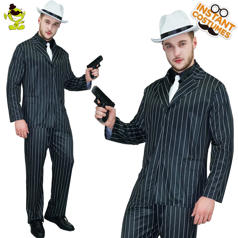 Deluxe Men\'s Gangster Costume Cosplay Party Slim Fit Outfit Handsome Man Cosplay Gangster Costumes For Adult