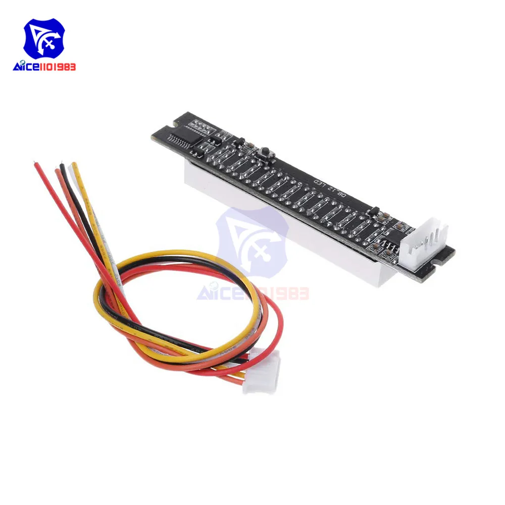 Mini Dual 12-bit LED Music Level Indicator Adjustable Light Speed VU Meter Stereo Amplifier Board with AGC Mode