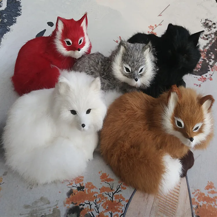 5 pieces a lot Simulation Curl fox toys polyethylene&furs cute fox models gift about 16x11.5x13cm y0320