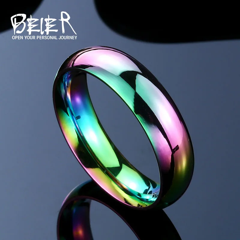 Beier 316L Stainless Steel ring  top quality Rainbow Ring hot sale Man/Women fashion jewelry BR-R063