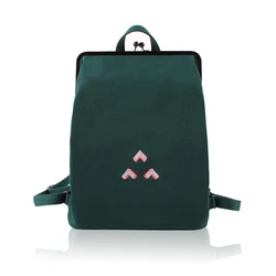 YIZISTORE Fresh Embroidery Canvas Backpacks With Metal Frame Clasp For Teenage Girls(FUN KIK)