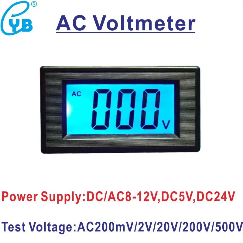 YB5135D LCD Digital Voltmeter AC 200mV 2V 20V 200V 500V Calibrate Reading Voltage Meter Power DC5V 24V DC AC 8-12V Volt Tester