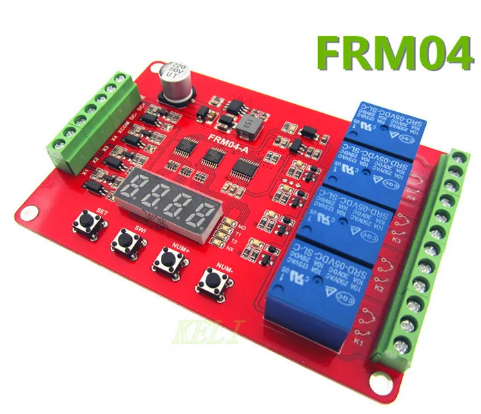 new FRM04 / four multi function relay module / delay / lock / cycle / time / time relay