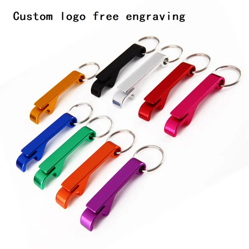 

500Pcs Free Laser Engraving Bottle Opener Keychain Rings Custom Logo Metal Key Chain Bottle / Can Openers Promotional Gift Item