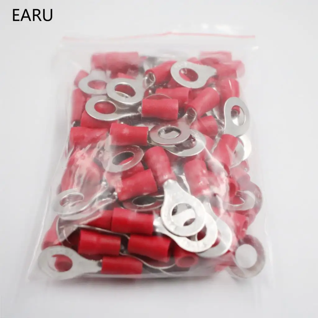 RV1.25-3 Red Ring Insulated Wire Connector Electrical Crimp Terminal RV1.25-3 Cable Wire Connector 100PCS RV1-3 RV