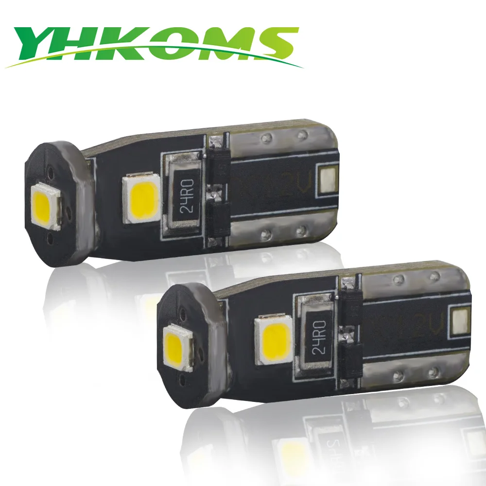 YHKOMS 2 Pcs T10 W5W 194 168 LED Marker Lamp Car Interior Light Dome Light Car Wedge Side Light Bulb Canbus Error Free 6500K