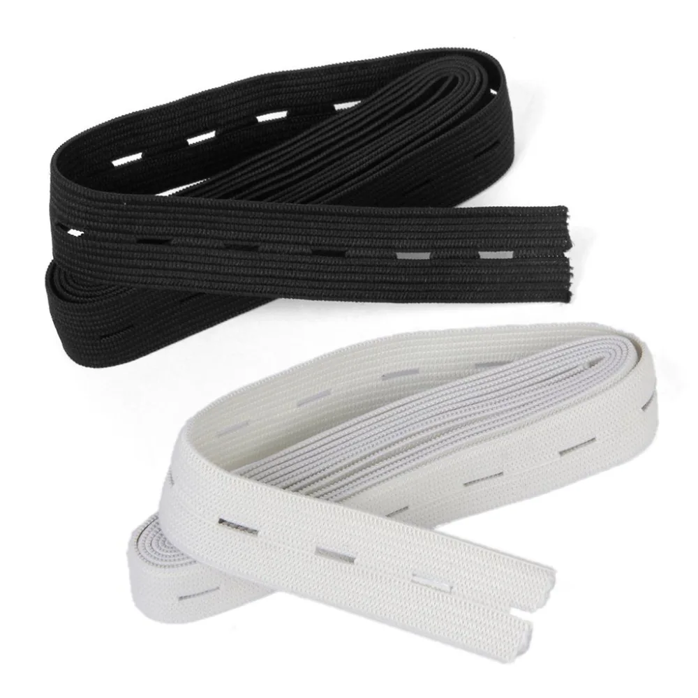 5/10M 20mm Black White Buttonhole Knit Elastic Bands Wire Webbing For Skirt Clothes Shorts Waist Band DIY Sewing Accessories