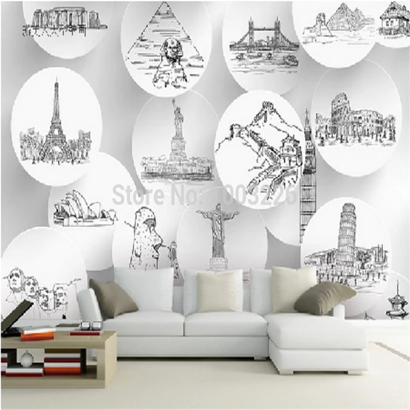 Beibehang World City Landmarks Woonkamer Tv Achtergrond Zijden Doek Behang Aanpassen Muurschilderingen Papel De Parede Wall Paper