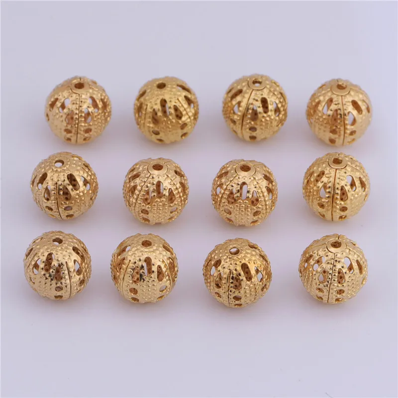 

50PCS 8mm Copper Material Hollow Ball Shape Charm Small Ball Disc Pendant for Earring Necklace DIY Handmade Jewelry Making