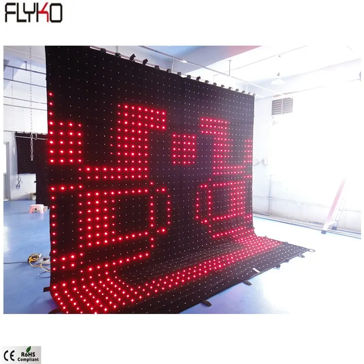 Flyko professional lighting equipment P100mm 4x4m led video curtain concert backdrops stage fashion foldable