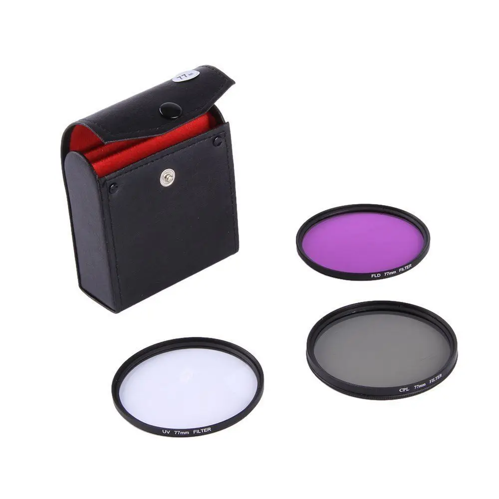 77mm 77 mm UV CPL FLD ND 2 4 8 ND Filter Kit + Lens Hood + Lens Cap + 3 in1 lens Cleaning kit + Filter case For DSLR Camera Lens