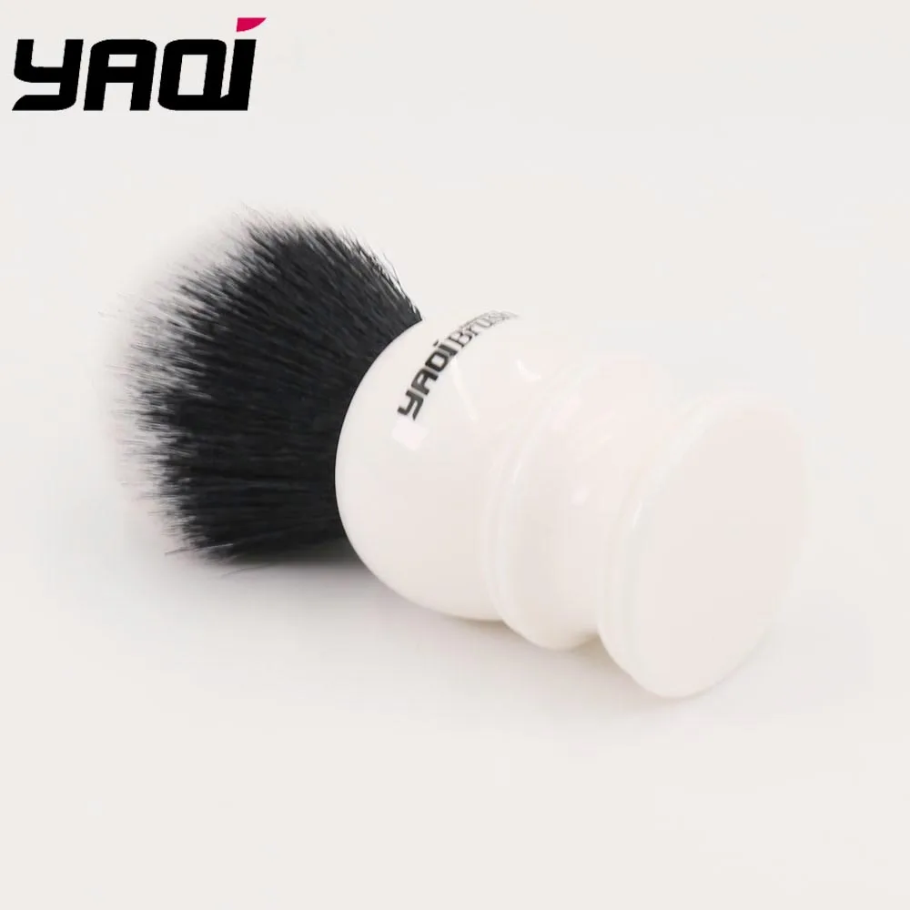 Yaqi-brocha de afeitar para hombre, pelo sintético con mango de resina blanca y nudo de gran tamaño, 30mm