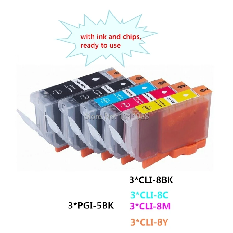 INK WAY 3 Sets of compatible cartridge for Canon PGI-5 CLI-8 ,15PCS 1 LOT