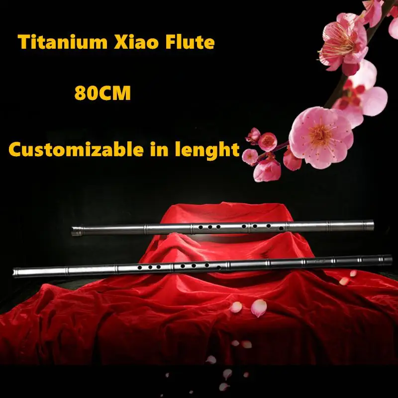 Titanium Metal Flute Xiao 80cm G F Key Xiao Flute Transverse Flute not Dizi Professional Metal Flauta Xiao Self-defense Weapon