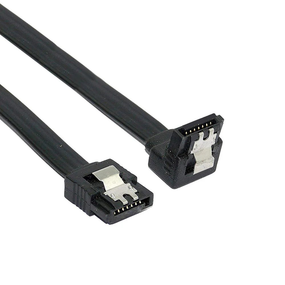 2pcs Sata 3.0 Data Cable SATA III SATA 3 Cable 45cm With Locking Latch Straight To Right Angle 90 Degree 6GBs