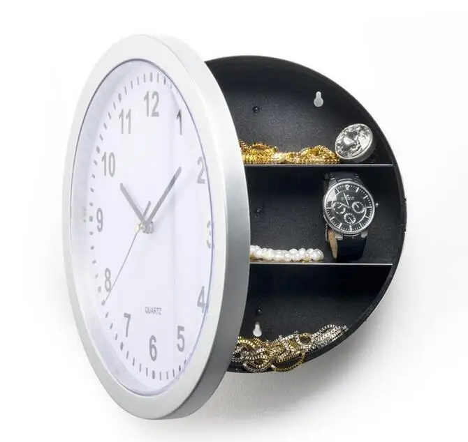 1 piece 25 cm round Hidden Secret Wall Clock Safe Money Stash Jewellery Stuff Container Colck decroation Quartz clock