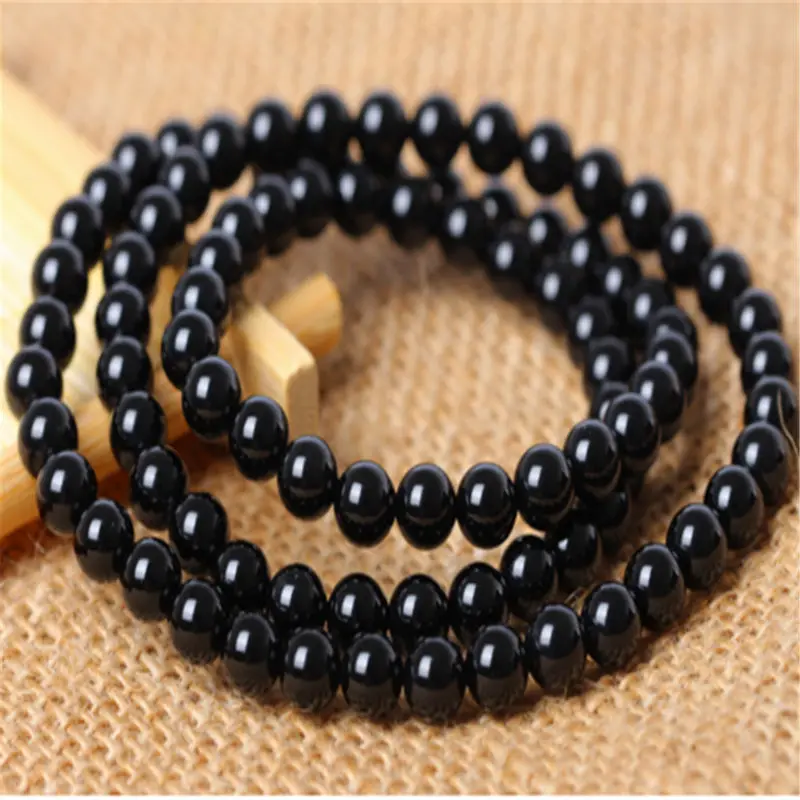 

6 мм натуральный черный турмалин кварцевый браслет для женщин и мужчин удача красота подарок энергетический кристаллический камень 108 бусин подвесные нити AAAAA