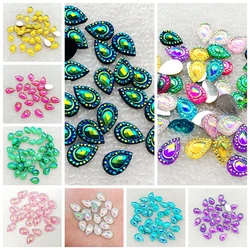 DIY 100pcs 8*12mm Drop AB Flat-back rhinestone Stone Crystal for Wedding decoration Clothing accessories buttons A48