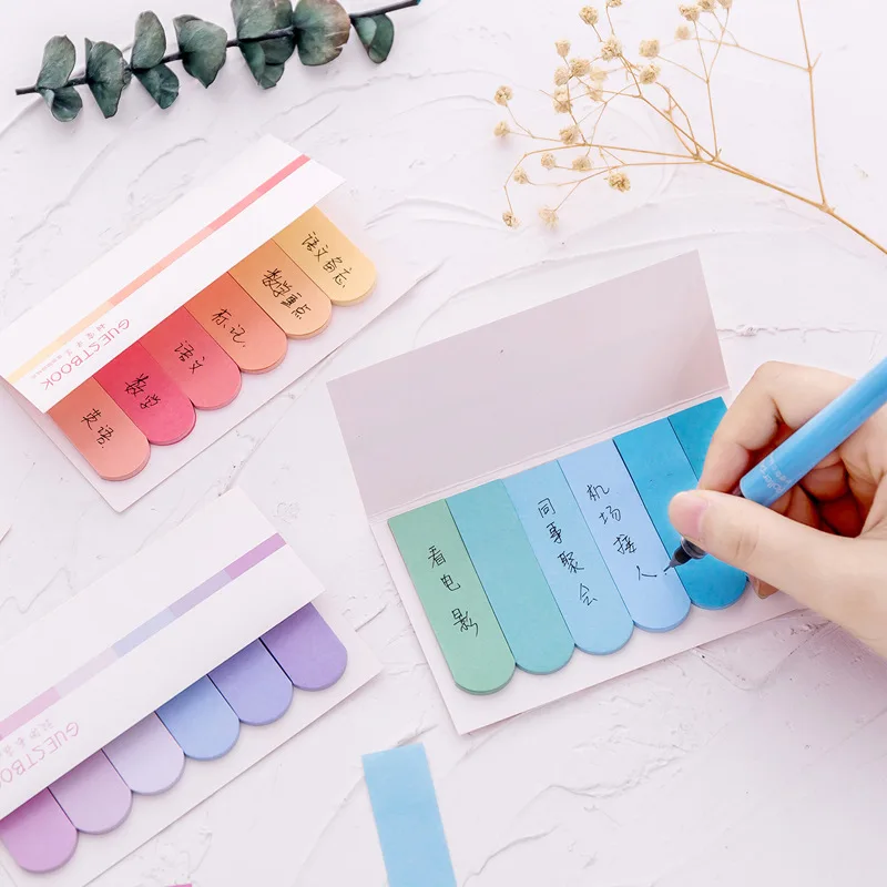 1pcs Mini Gradient Memo Pads Sticky Notes Bookmark Papers Stationery Papelaria Index Paper Sticker School Office Supply