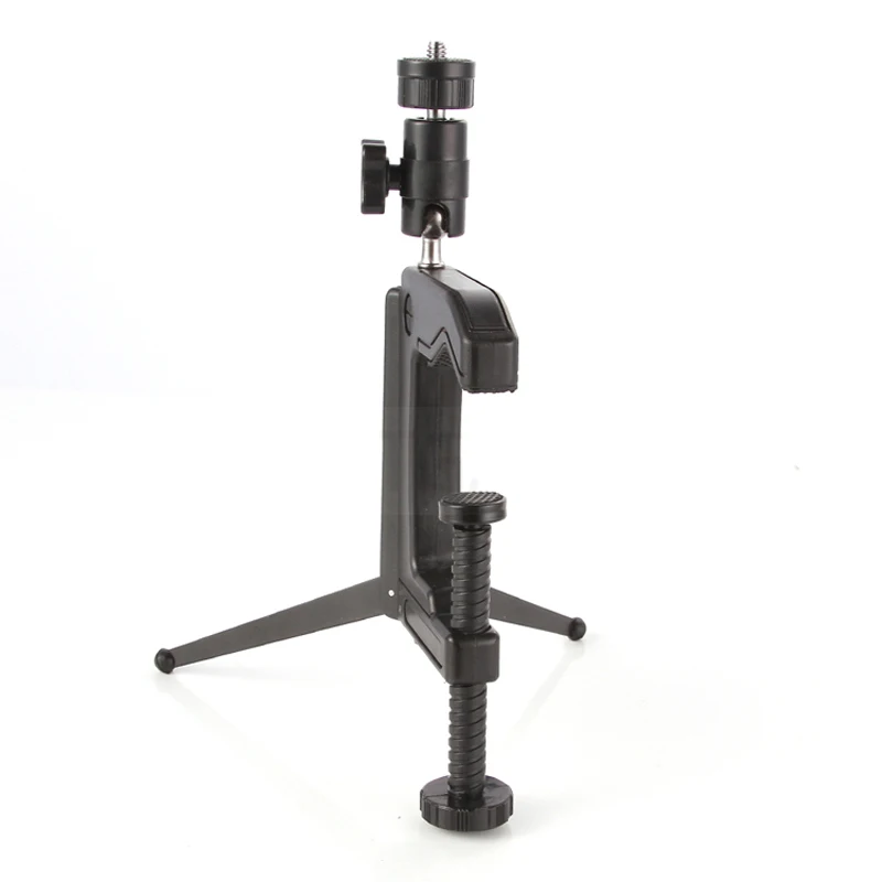 Foldable Portable Swiveling 1/4 Camera Table Desk C-Clamp Mount Tripod  Stand with Ballhead +Phone holder for iPhone Camera DV